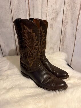 Toscana Italian Goat Leather Western Boots Brown Super Prime Sole Size 11-12